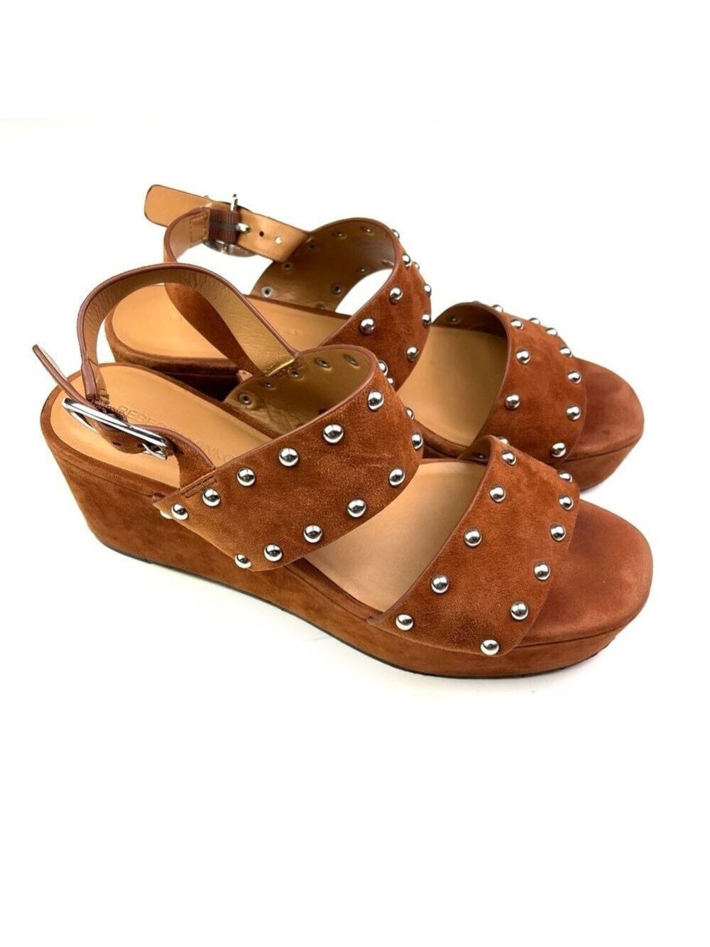 Rebecca Minkoff Tan Suede Studded Platform Sandals - Picture 2 of 8